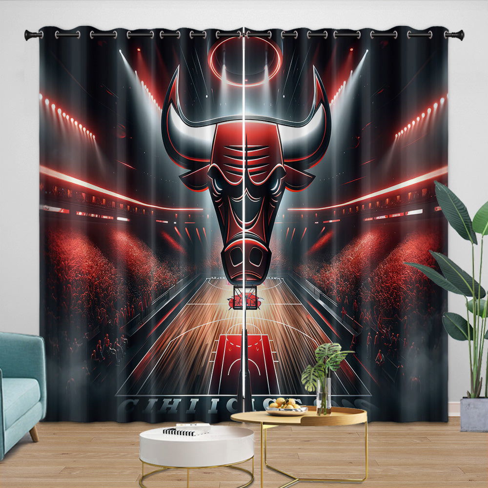 Chicago Bulls Curtains Blackout Window Drapes Room Decoration (Online Order Only)