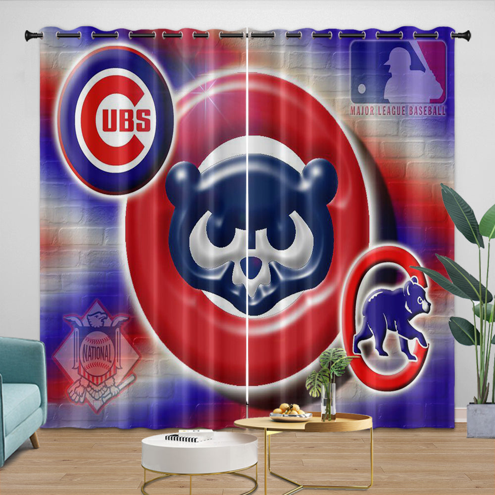 Chicago Cubs Curtains Blackout Window Drapes Room Decoration (Online Order Only)