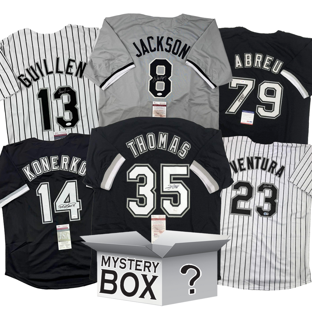 Autographed/Signed Chicago Baseball Jersey Mystery Box with PSA JSA or Beckett COA