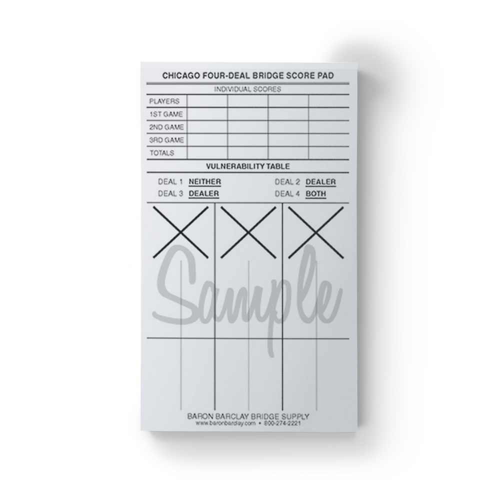 Chicago Bridge Score Pads - Pack of 6 Pads (ONLINE ORDER ONLY)