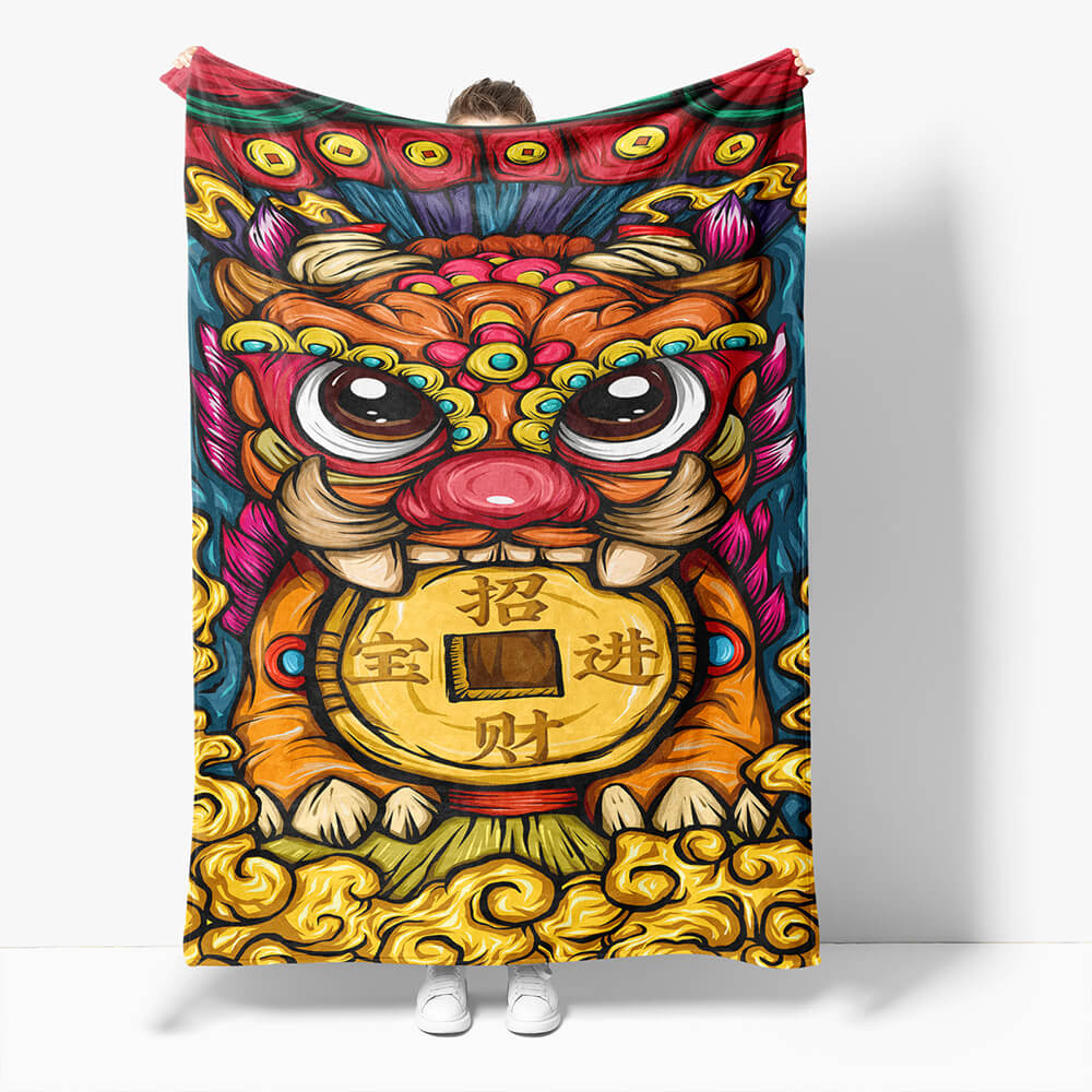 Chinese National Tide Elements Flannel Fleece Throw Blanket (Online Order Only)
