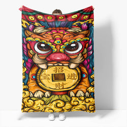 Chinese National Tide Elements Flannel Fleece Throw Blanket (Online Order Only)