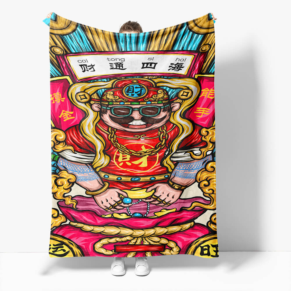 Chinese National Tide Elements Flannel Fleece Throw Blanket (Online Order Only)