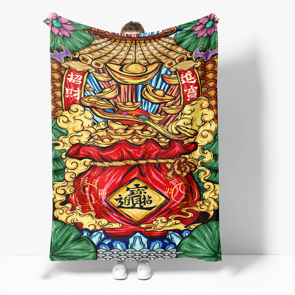 Chinese National Tide Elements Flannel Fleece Throw Blanket (Online Order Only)