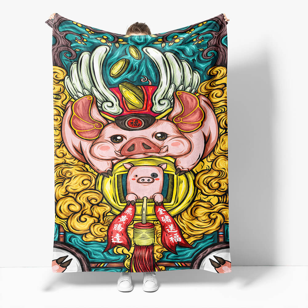 Chinese National Tide Elements Flannel Fleece Throw Blanket (Online Order Only)