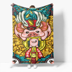 Chinese National Tide Elements Flannel Fleece Throw Blanket (Online Order Only)