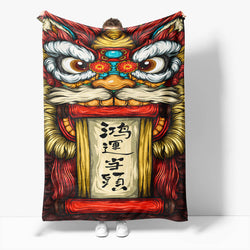 Chinese National Tide Elements Flannel Fleece Throw Blanket (Online Order Only)