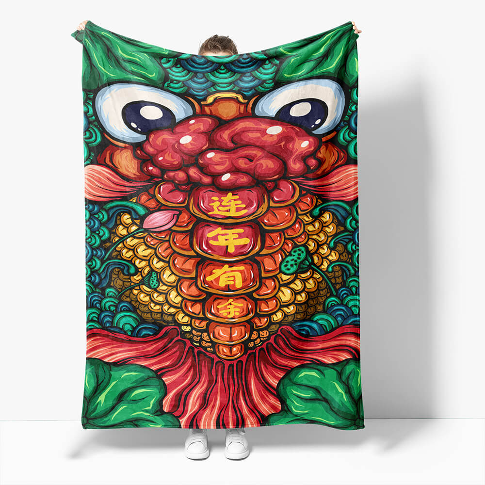 Chinese National Tide Elements Flannel Fleece Throw Blanket (Online Order Only)