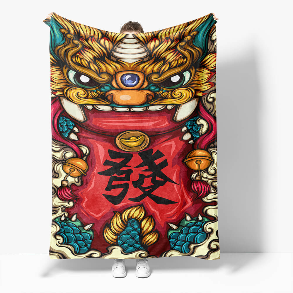 Chinese National Tide Elements Flannel Fleece Throw Blanket (Online Order Only)