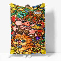 Chinese National Tide Elements Flannel Fleece Throw Blanket (Online Order Only)