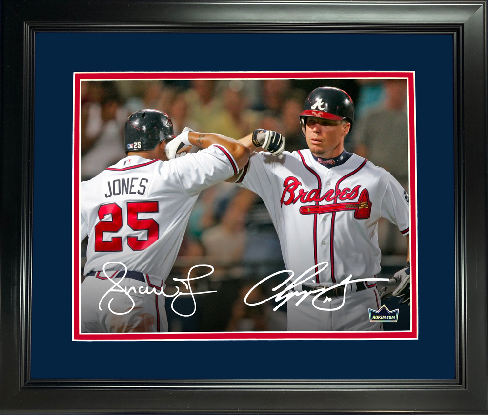 Framed Chipper Jones & Andruw Jones Dual Facsimile Laser Engraved Signature Auto Atlanta Braves 11"x14" Baseball Photo HOFSM Holo (ONLINE ORDER ONLY)