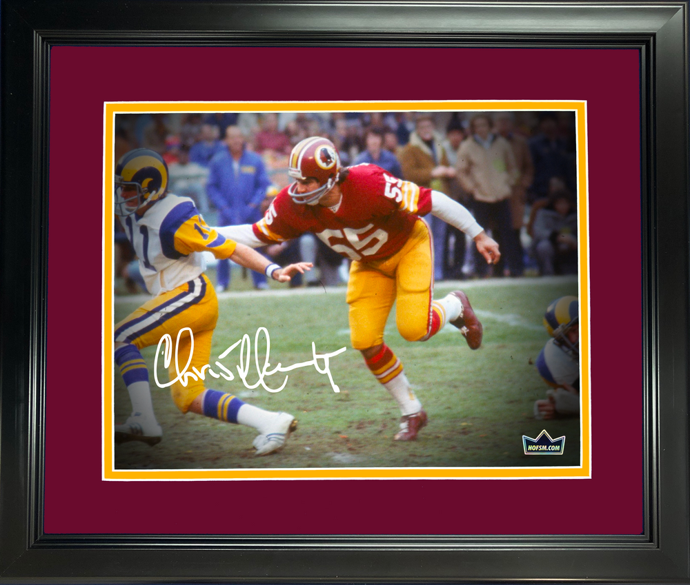 Framed Chris Hanburger Facsimile Laser Engraved Signature Auto Washington Commanders 11"x14" Football Photo HOFSM Holo (ONLINE ORDER ONLY)
