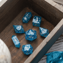 Christmas Blue Snowflake Handmade Resin DND Dice Set (ONLINE ORDER ONLY)