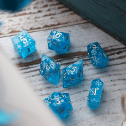 Christmas Blue Snowflake Handmade Resin DND Dice Set (ONLINE ORDER ONLY)