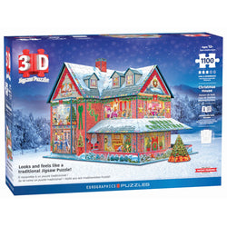 Christmas House 1100 Piece 3D Jigsaw Puzzle Eurographics (ONLINE ORDER ONLY)