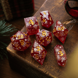 Christmas Red Snowflake Handmade Resin DND Dice Set (ONLINE ORDER ONLY)