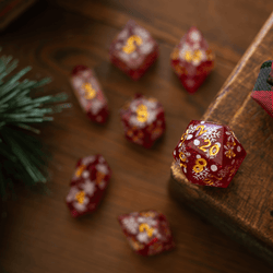 Christmas Red Snowflake Handmade Resin DND Dice Set (ONLINE ORDER ONLY)