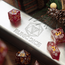 Christmas Red Snowflake Handmade Resin DND Dice Set (ONLINE ORDER ONLY)