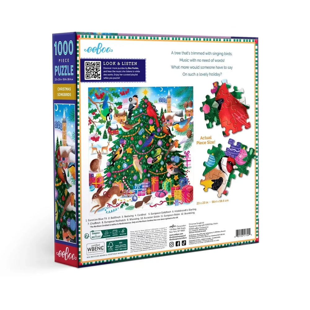 Christmas Songbirds 1000 Piece Jigsaw Puzzle eeBoo (ONLINE ORDER ONLY)