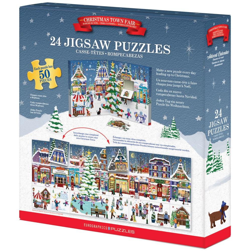 Christmas Town Fair Advent Calendar - 24 Set of 50 Piece Mini Jigsaw Puzzles Eurographics (ONLINE ORDER ONLY)