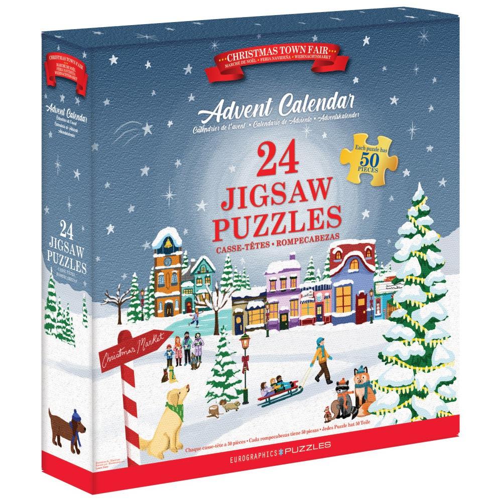 Christmas Town Fair Advent Calendar - 24 Set of 50 Piece Mini Jigsaw Puzzles Eurographics (ONLINE ORDER ONLY)
