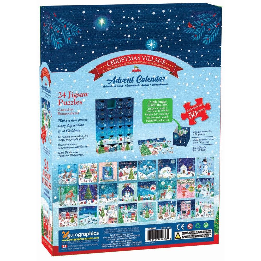Christmas Village Advent Calendar - 24 Set of 50 Piece Mini Jigsaw Puzzles Eurographics (ONLINE ORDER ONLY)
