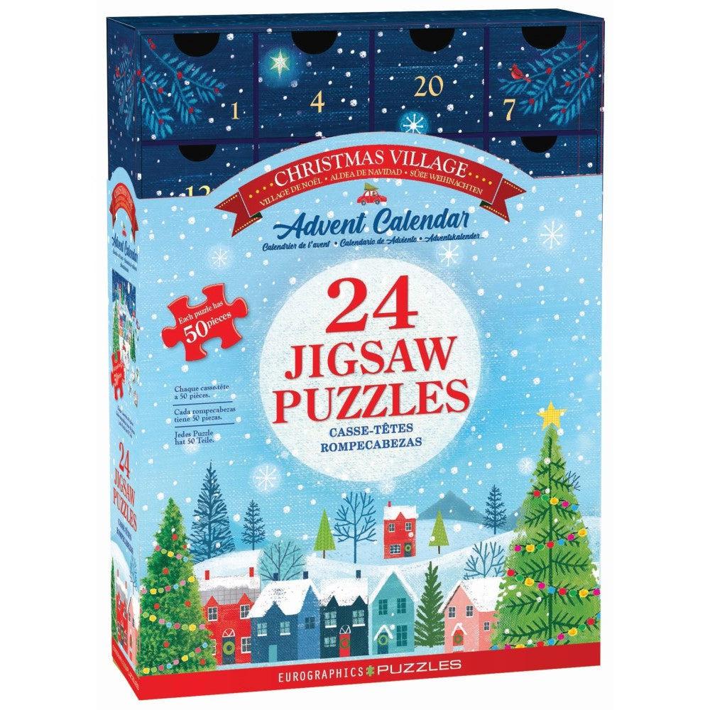 Christmas Village Advent Calendar - 24 Set of 50 Piece Mini Jigsaw Puzzles Eurographics (ONLINE ORDER ONLY)