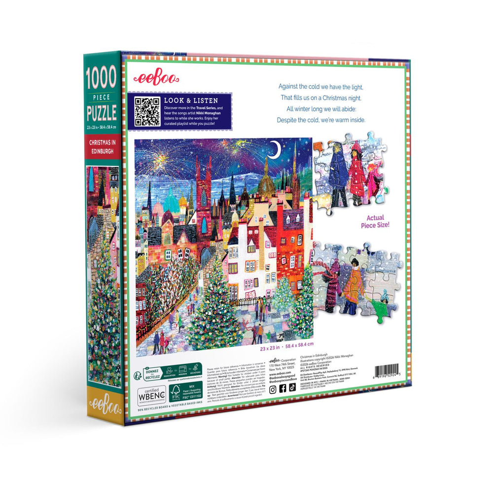 Christmas in Edinburgh 1000 Piece Jigsaw Puzzle eeBoo (ONLINE ORDER ONLY)