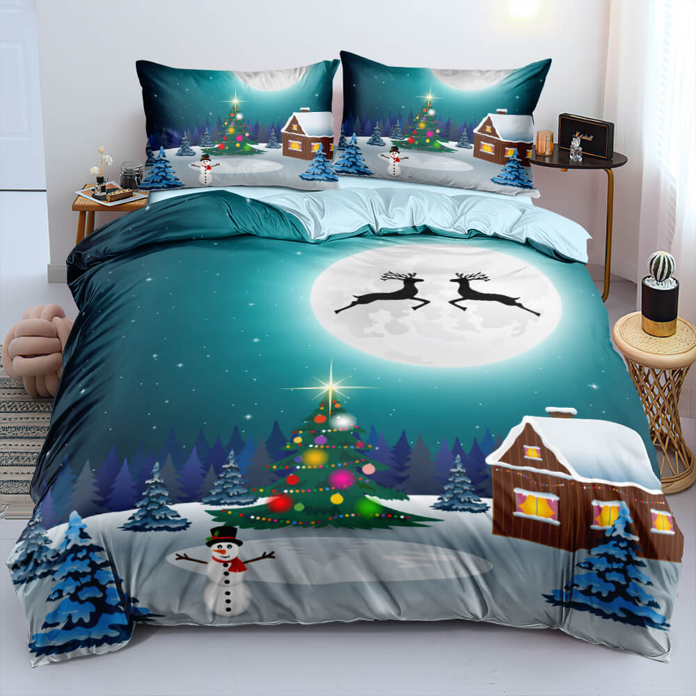 Christmas Bedding Set Duvet Cover Pillowcases Quilt Bed Linen Textiles (Online Order Only)