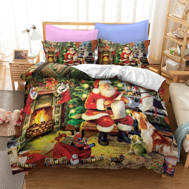 Christmas Santa Claus Pattern Bedding Sets Quilt Cover Without Filler (Online Order Only)