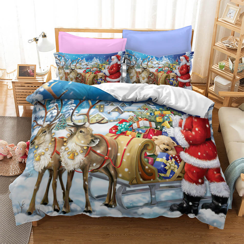 Christmas Santa Claus Pattern Bedding Sets Quilt Cover Without Filler (Online Order Only)