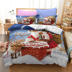 Christmas Santa Claus Pattern Bedding Sets Quilt Cover Without Filler (Online Order Only)