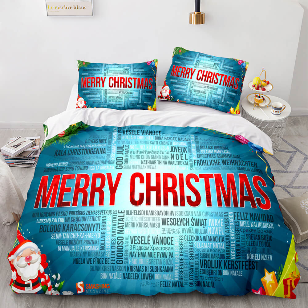 Christmas Script Bedding Sets Full Quilt Covers Without Filler (Online Order Only)