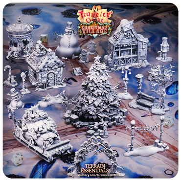 3D Printed Cast n Play Christmas Village Terrain Set 28mm 32mm D&D (Online Only)