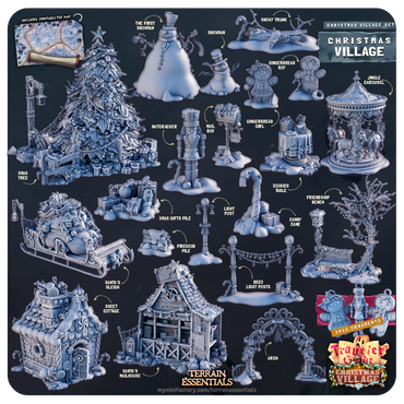 3D Printed Cast n Play Christmas Village Terrain Set 28mm 32mm D&D (Online Only)
