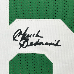 Framed Facsimile Autographed Chuck Bednarik 35x39 Philadelphia Kelly Green Reprint Laser Auto Football Jersey (ONLINE ORDER ONLY)