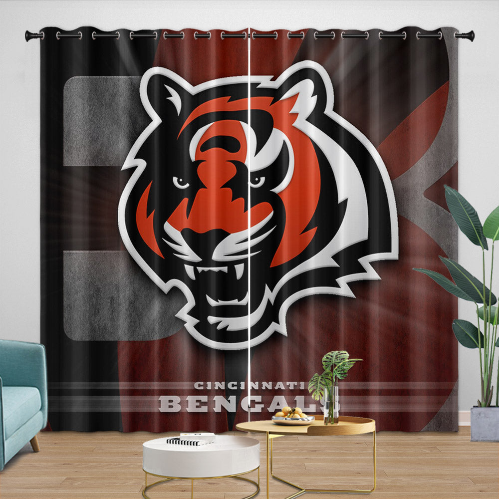 Cincinnati Bengals Curtains Blackout Window Drapes Room Decoration (Online Order Only)