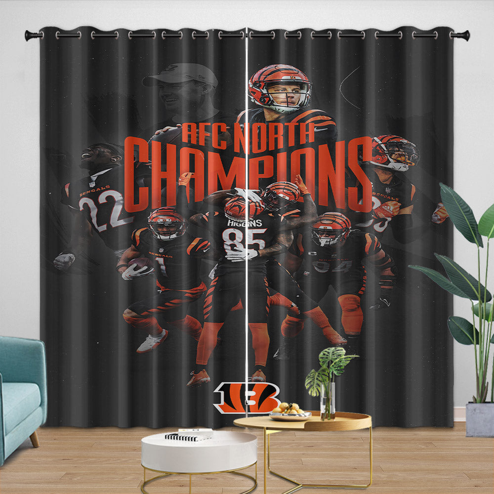 Cincinnati Bengals Curtains Blackout Window Drapes Room Decoration (Online Order Only)