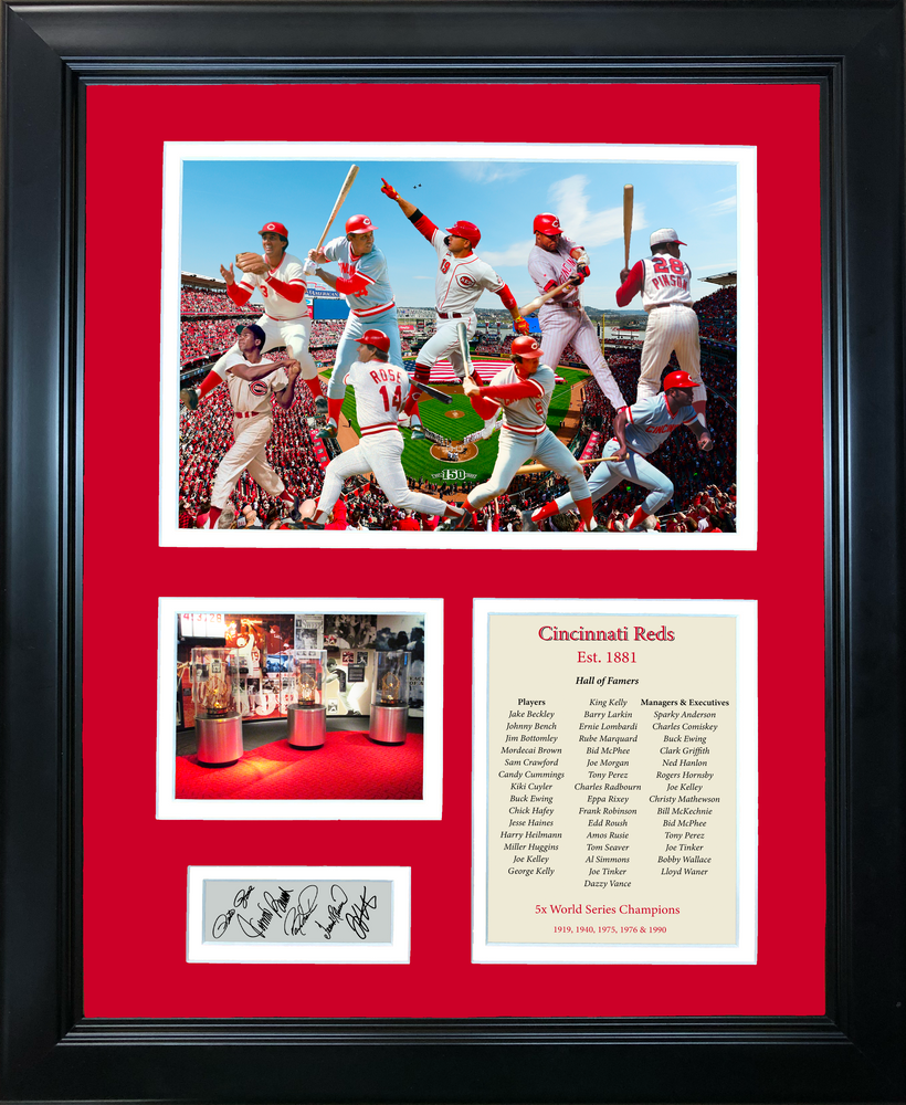 Framed Cincinnati Reds All-Time Greats Legends Facsimile Laser Engraved Signature Auto 11"x14" Baseball Photo Sig Collage (ONLINE ORDER ONLY)