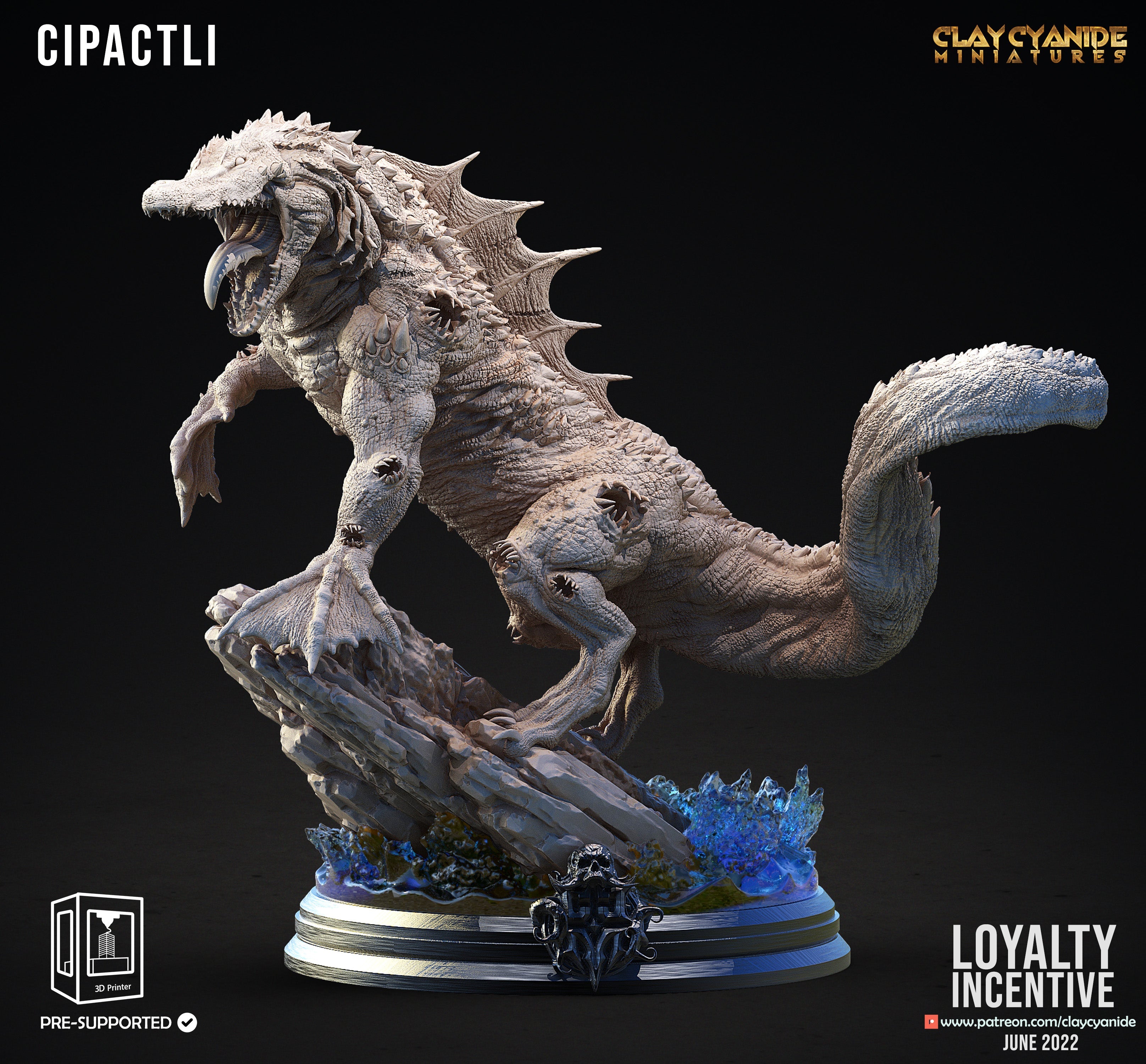 3D Printed Clay Cyanide Cipactli 28mm 32mm D&D (Online Only)