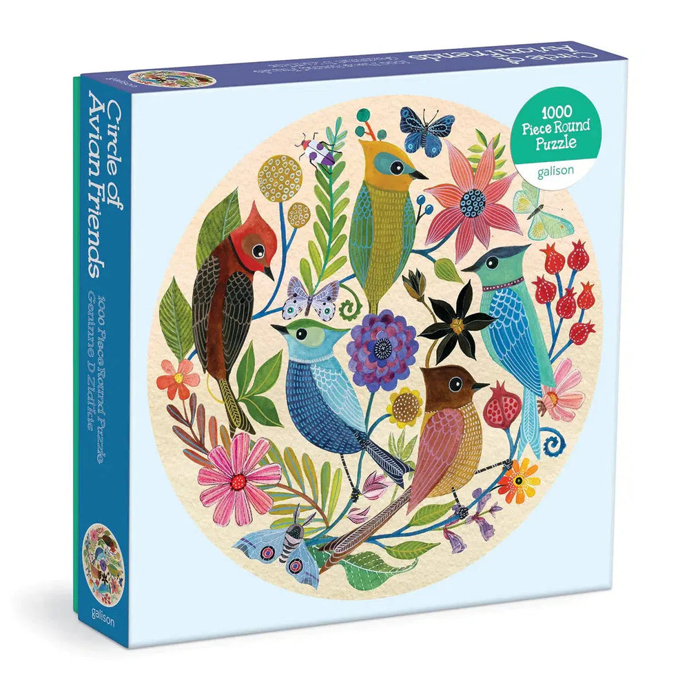 Circle of Avian Friends 1000 Piece Round Jigsaw Puzzle Galison (ONLINE ORDER ONLY)
