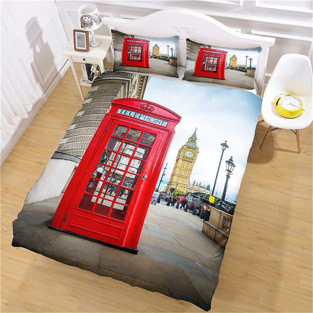 Classic Retro Phone Booth Bedding Set Quilt Cover Without Filler (Online Order Only)