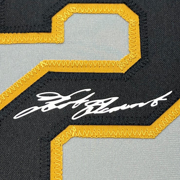 Framed Facsimile Autographed Roberto Clemente 35x39 Pittsburgh Grey Reprint Laser Auto Baseball Jersey (ONLINE ORDER ONLY)