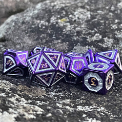 PRE-ORDER || Cleric's Domain Purple And Silver Metal Dice Set