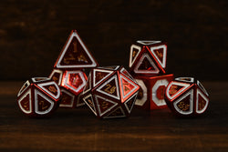 PRE-ORDER || Cleric's Domain Red And White Metal Dice Set