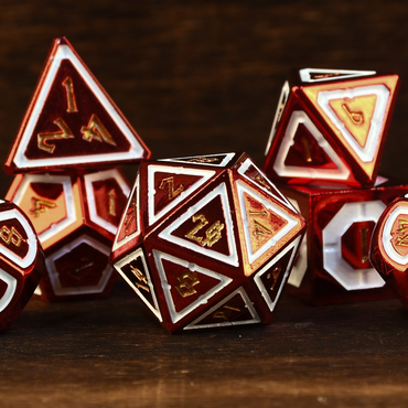 PRE-ORDER || Cleric's Domain Red And White Metal Dice Set