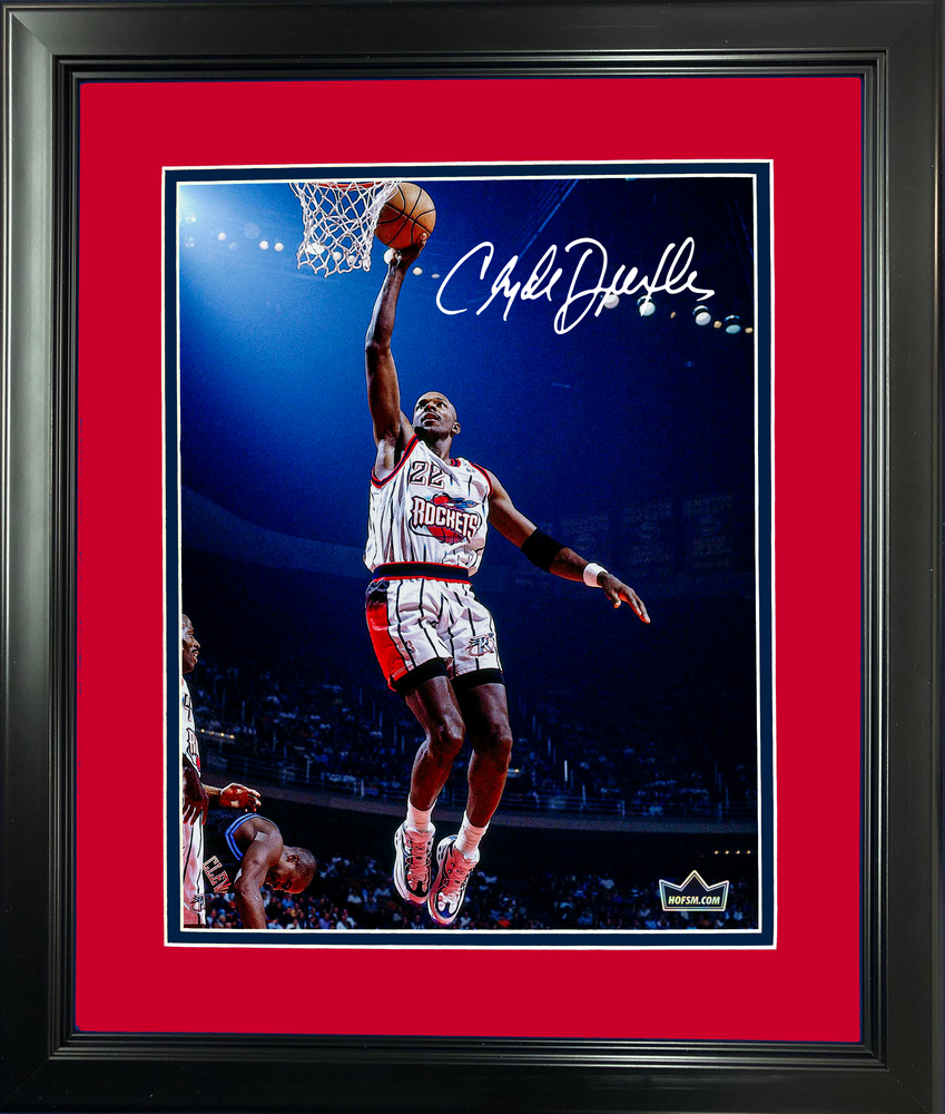 Framed Clyde Drexler Facsimile Laser Engraved Signature Auto 11"x14" Basketball Photo HOFSM Holo (ONLINE ORDER ONLY)