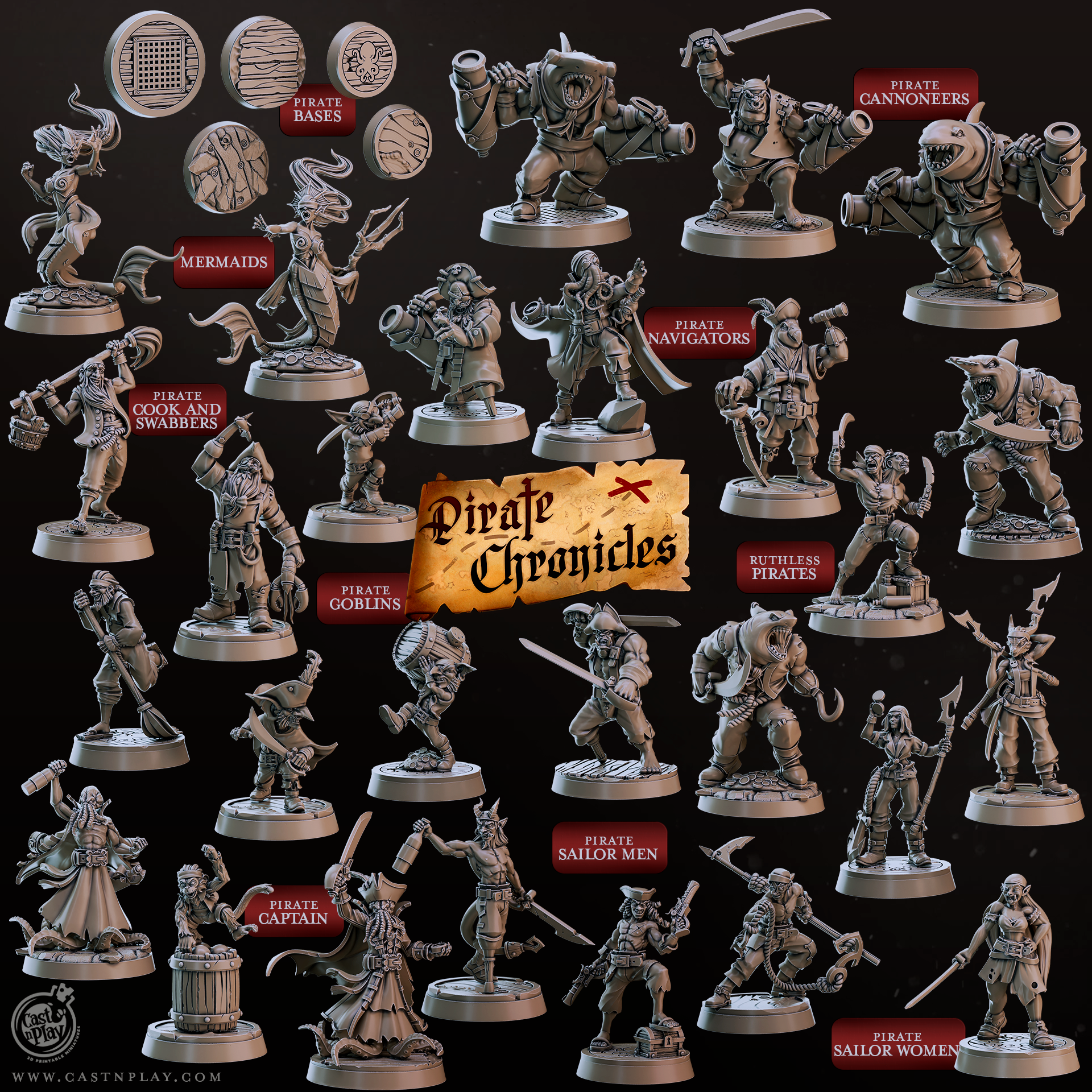 3D Printed Cast n Play Pirate Chronicles Collection 28mm 32mm D&D (Online Only)