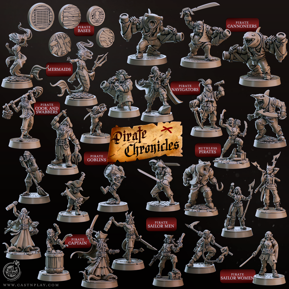 3D Printed Cast n Play Pirate Chronicles Collection 28mm 32mm D&D (Online Only)