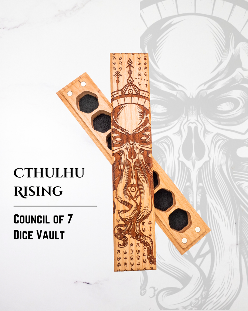 Cthulhu Rising | Engraved Council of 7 Dice Vault (ONLINE ORDER ONLY)